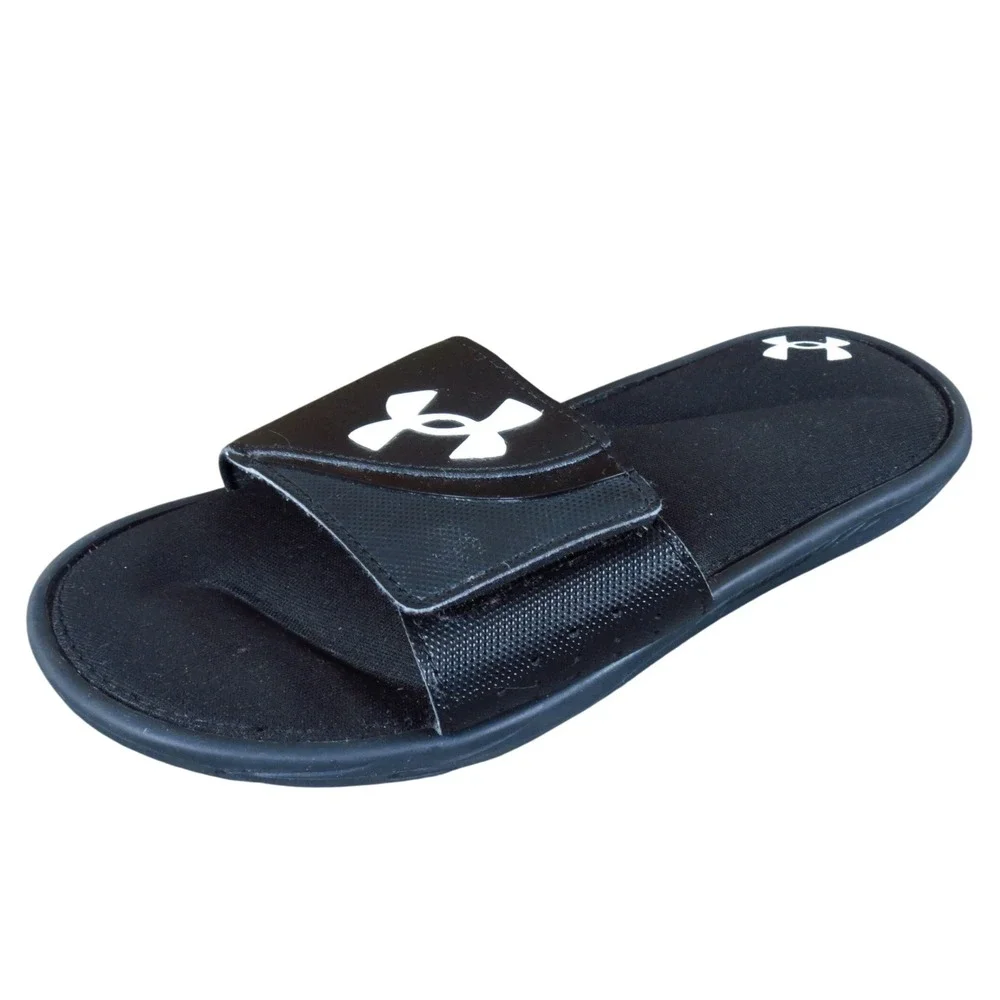 Under Armour Ignite VI Unisex Kids Sandal Size 2‎ Athletic Slide Black Synthetic